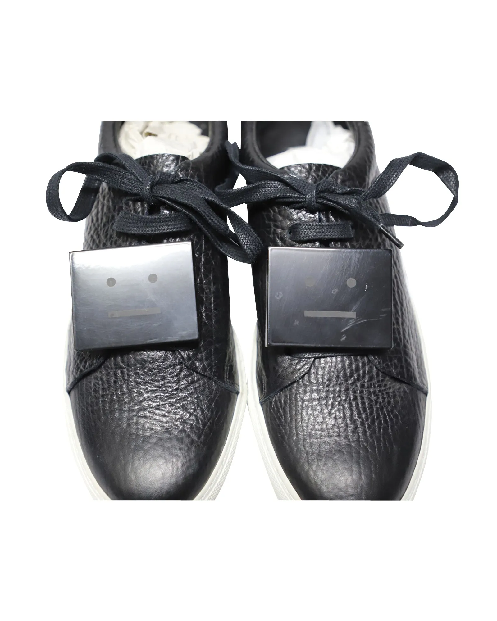 Acne Studios Adriana Low Top Sneakers in Black Calfskin Leather