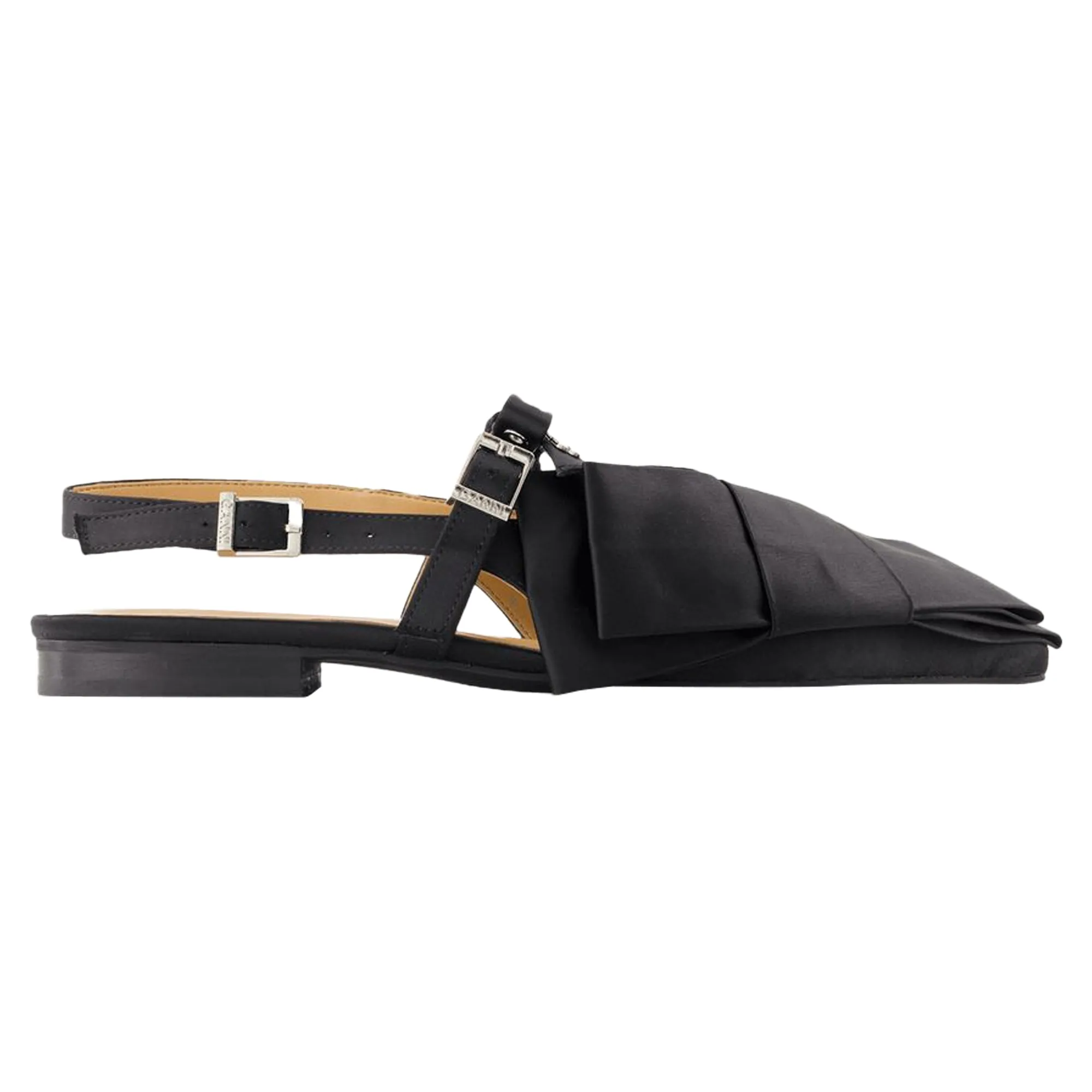 Big Bow Ballerinas - Ganni - Synthetic - Black