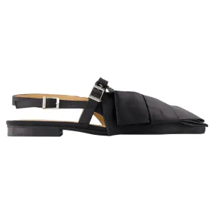 Big Bow Ballerinas - Ganni - Synthetic - Black