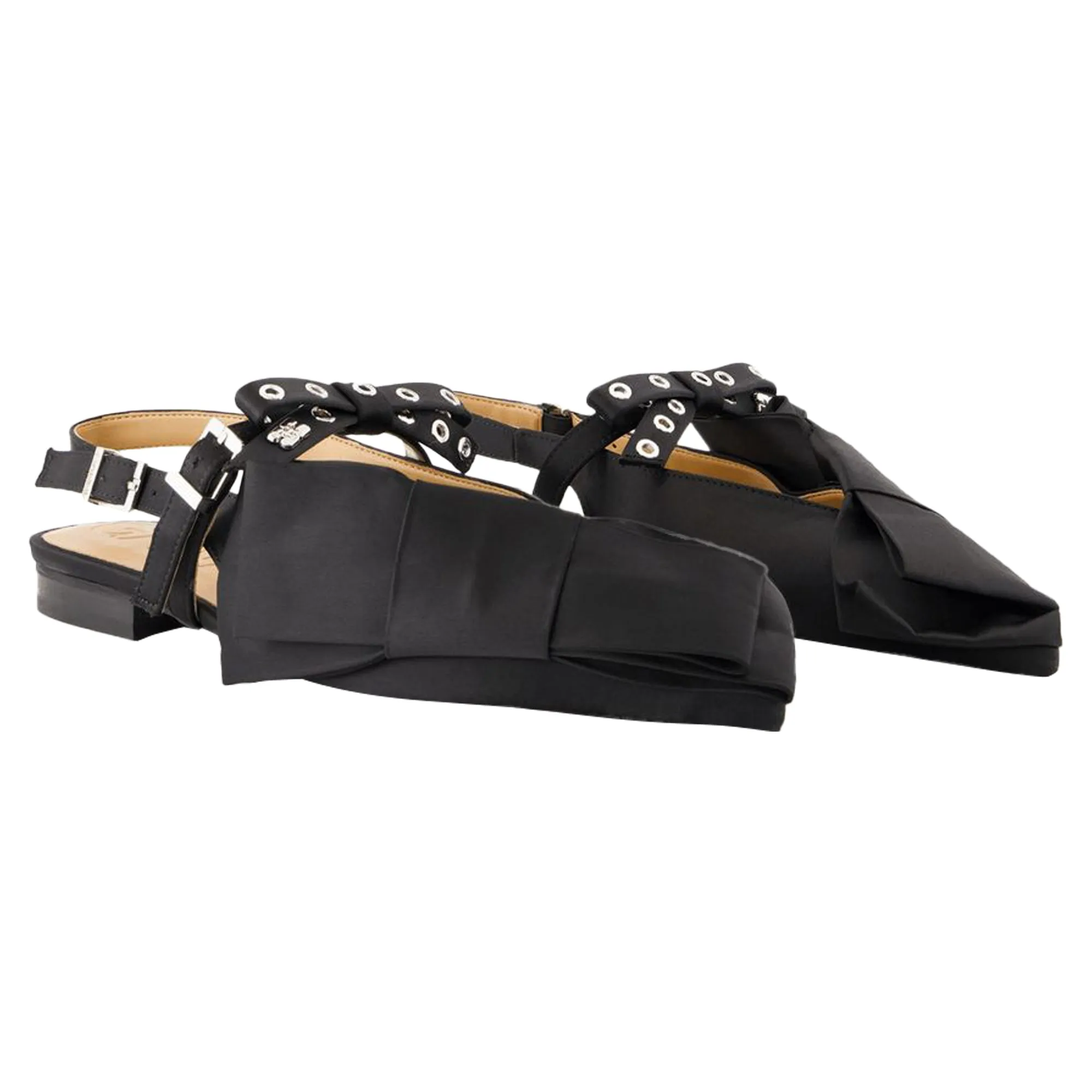 Big Bow Ballerinas - Ganni - Synthetic - Black