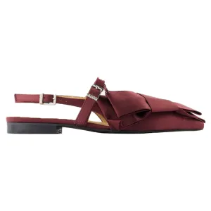 Big Bow Ballerinas - Ganni - Synthetic - Bordeaux