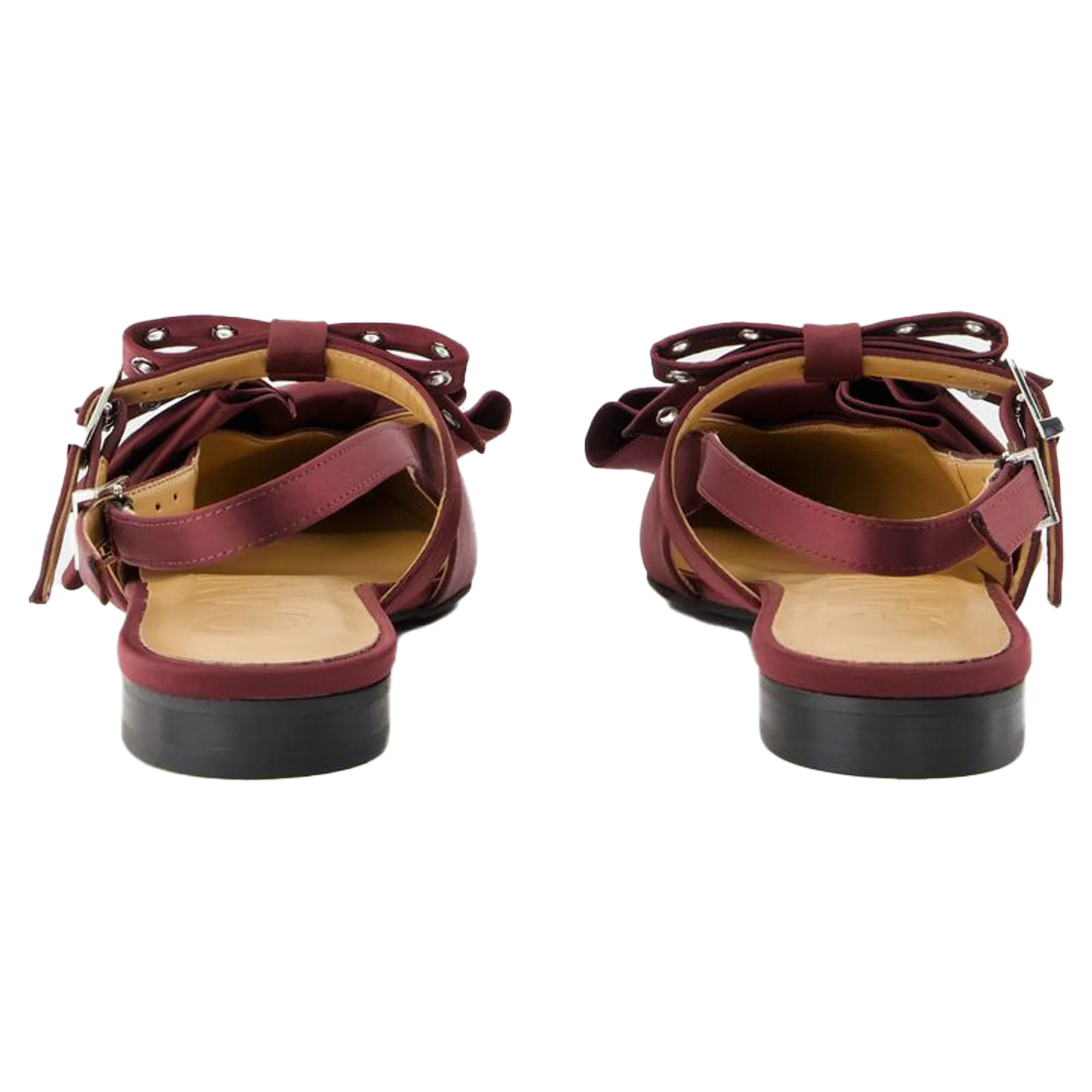 Big Bow Ballerinas - Ganni - Synthetic - Bordeaux