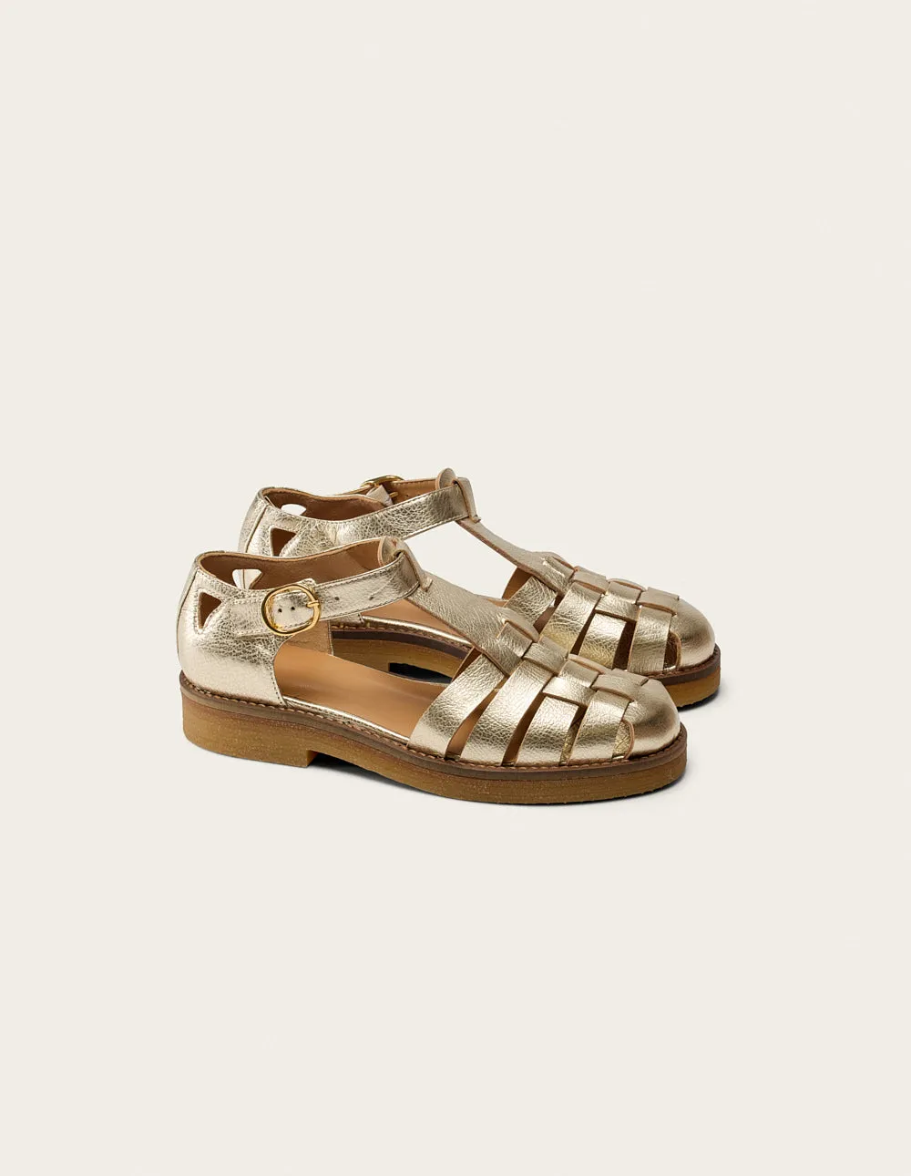Charlie Sandals - Champagne Grained leather