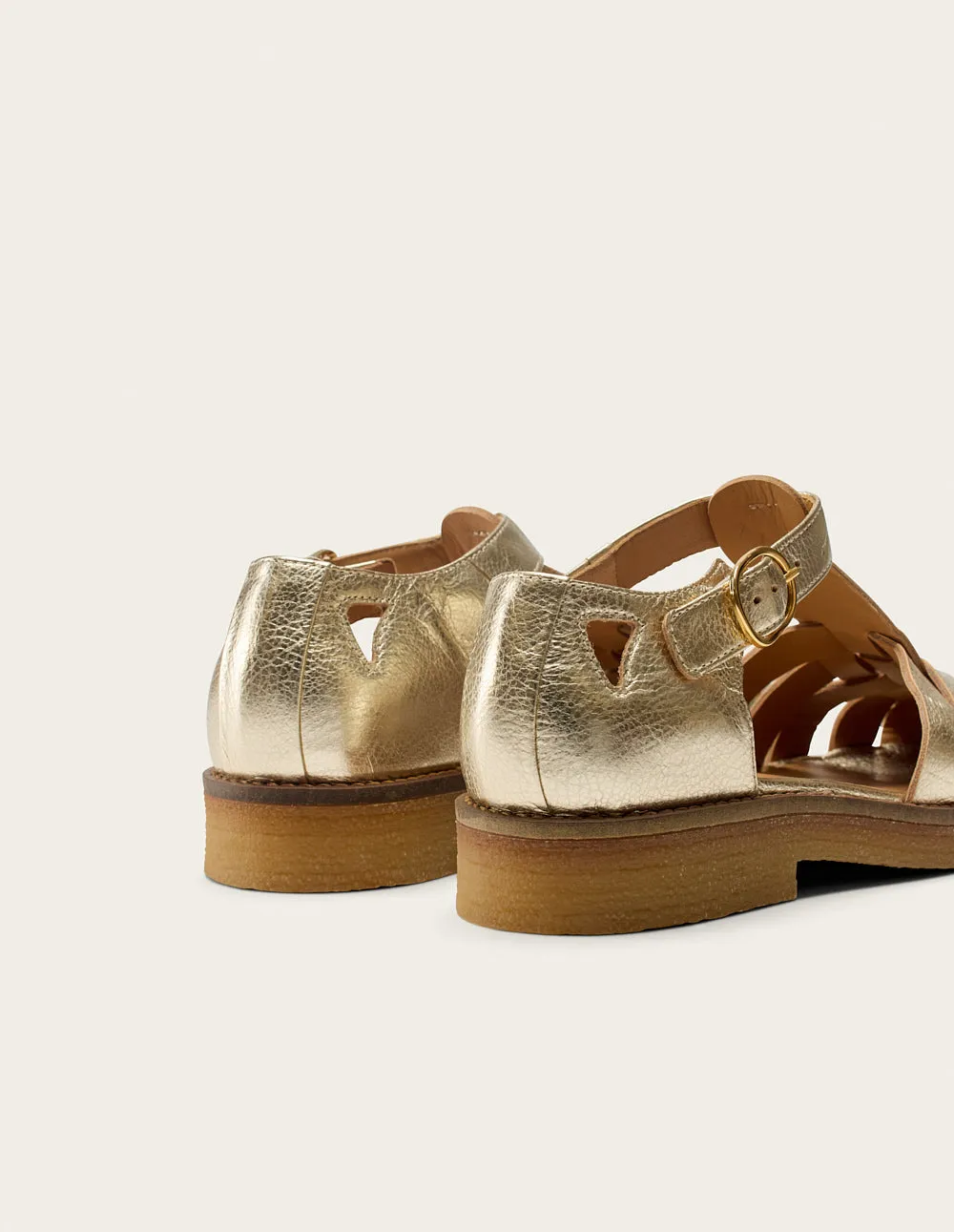 Charlie Sandals - Champagne Grained leather