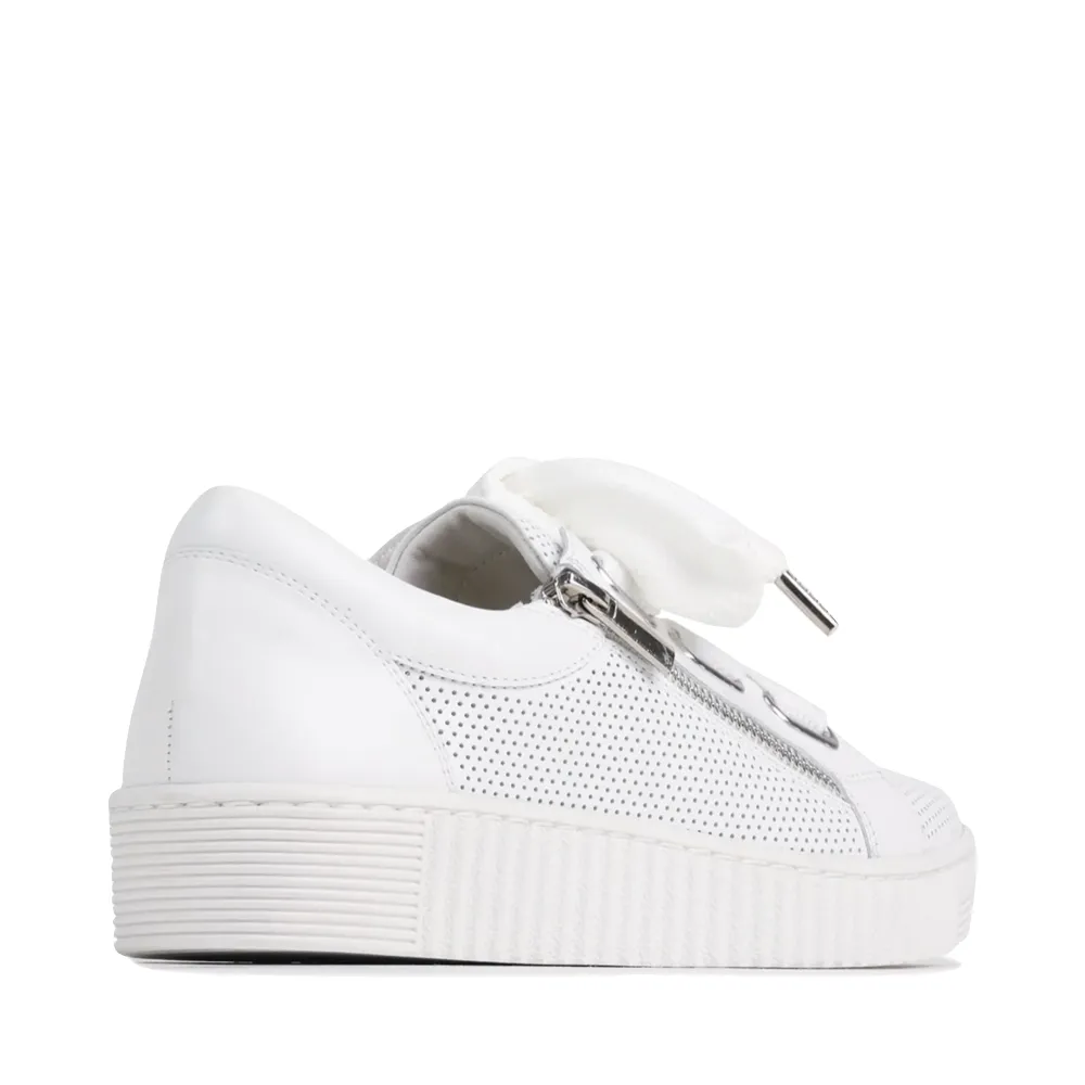 EOS Women's Jovi Luxe Perf Leather Tie Sneaker in White