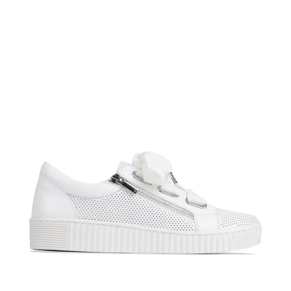 EOS Women's Jovi Luxe Perf Leather Tie Sneaker in White