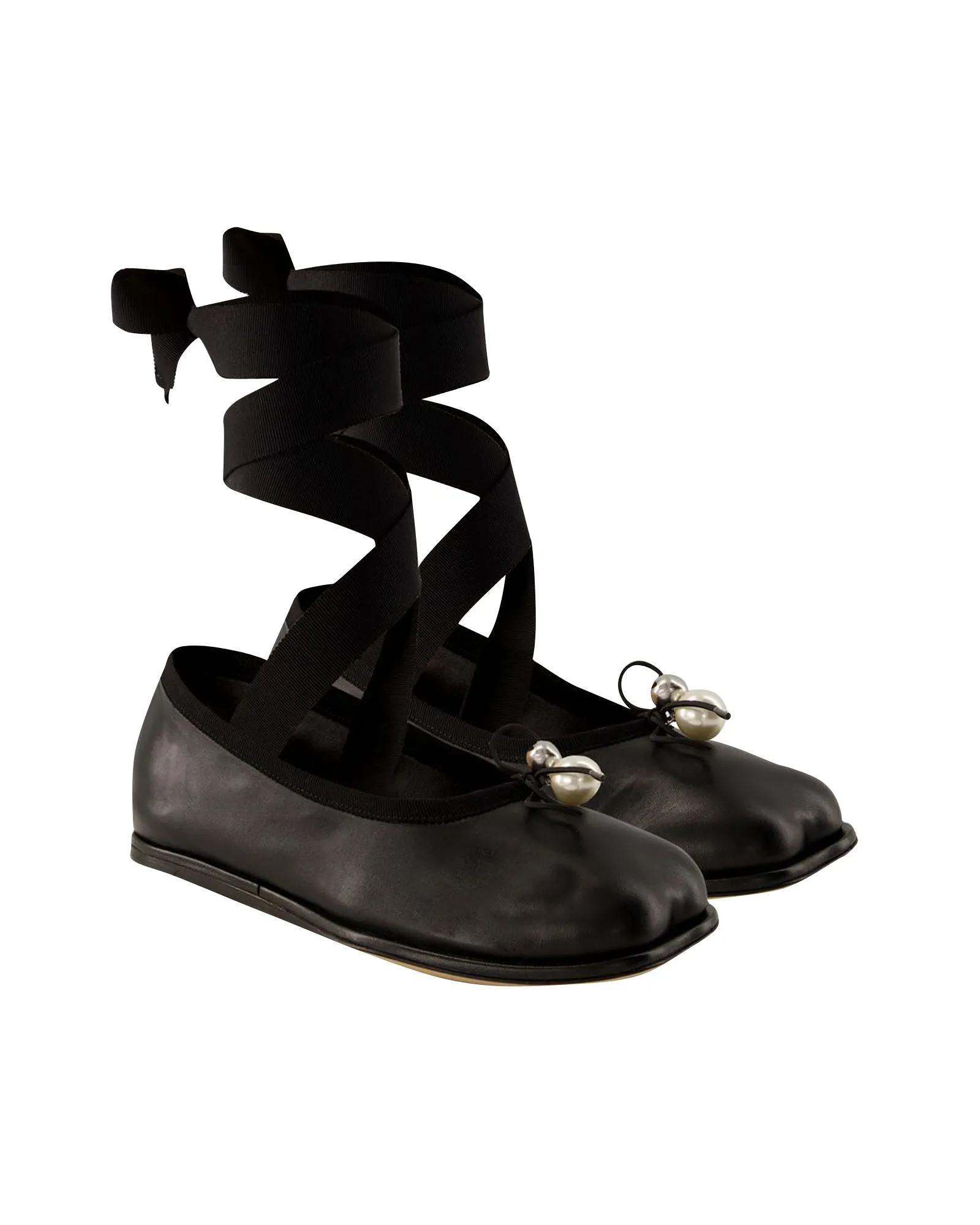 Heart Toe Ballerinas - Simone Rocha - Leather - Black