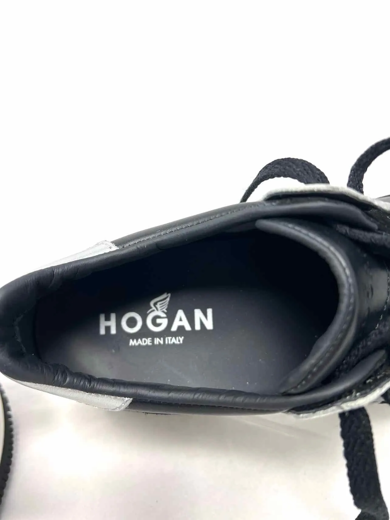 Hogan Size 6 Black/Silver Color Block Lace-Up Designer Sneakers