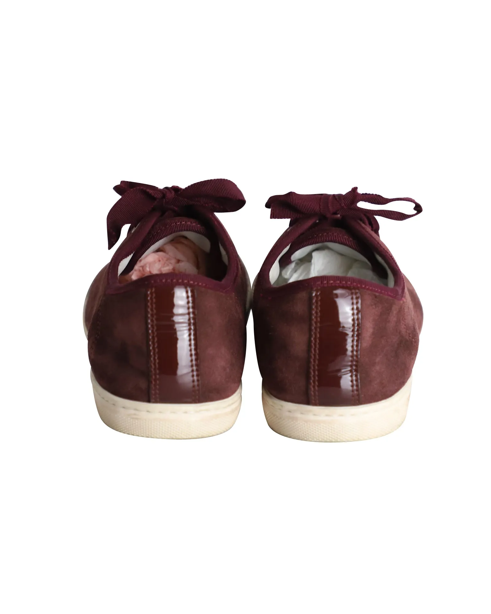 Lanvin Low Top Sneakers in Burgundy Suede