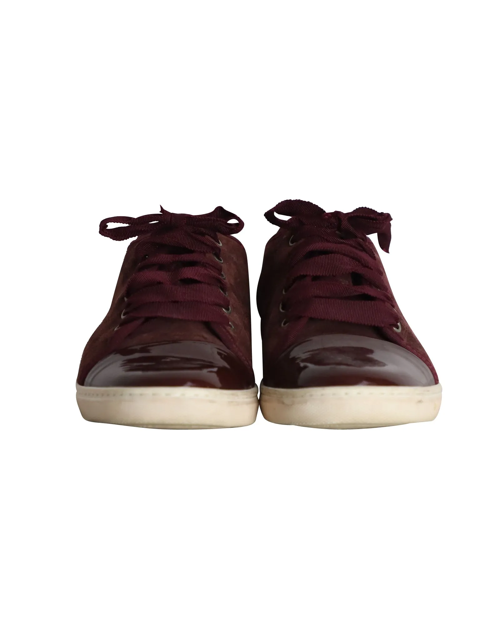 Lanvin Low Top Sneakers in Burgundy Suede