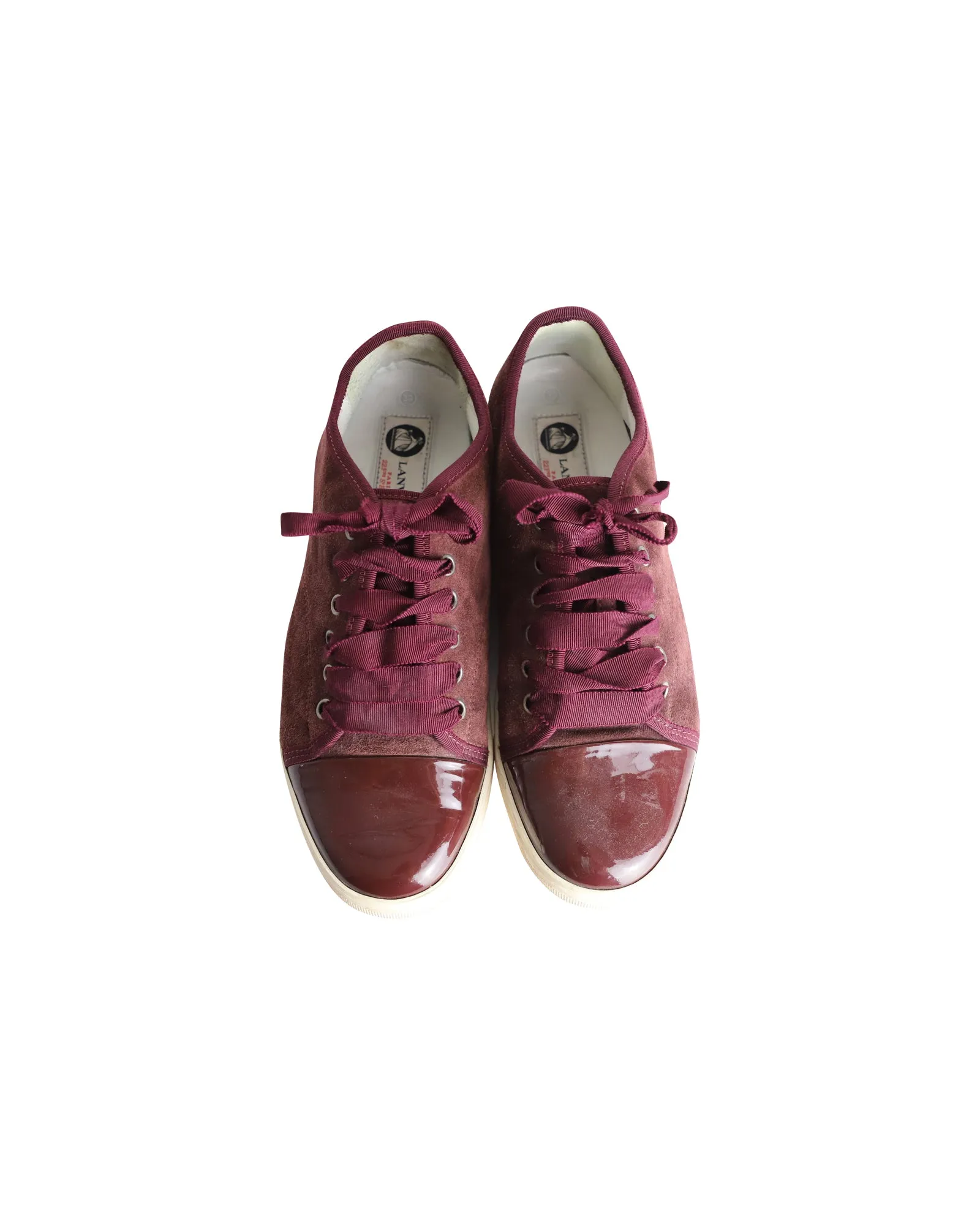 Lanvin Low Top Sneakers in Burgundy Suede