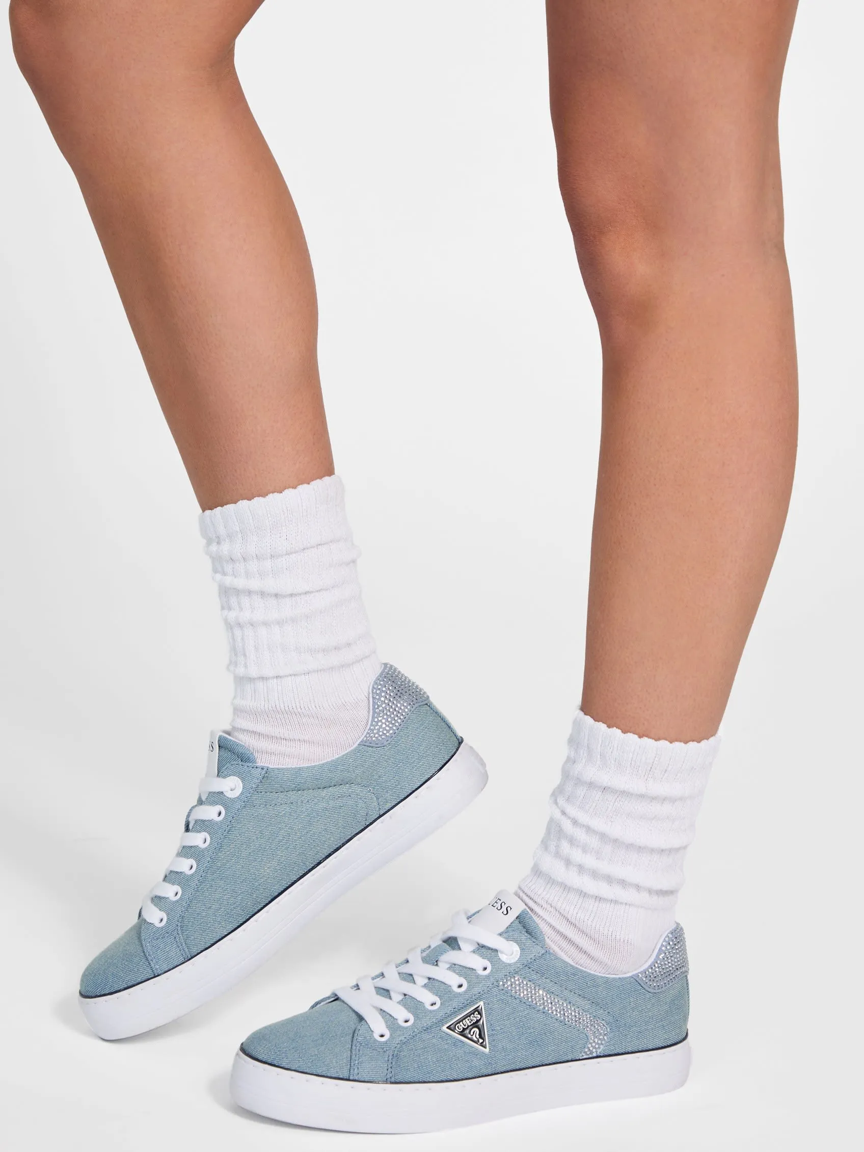 Lins Rhinestone Low-Top Denim Sneakers
