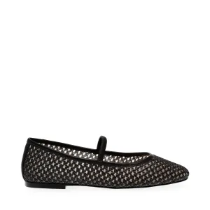 Majorca Flat Shoe BLK RAFFIA