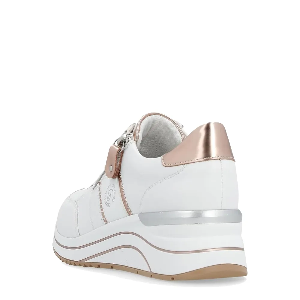 Remote Women's Eleni 04 Wedge Sneaker in White Combo