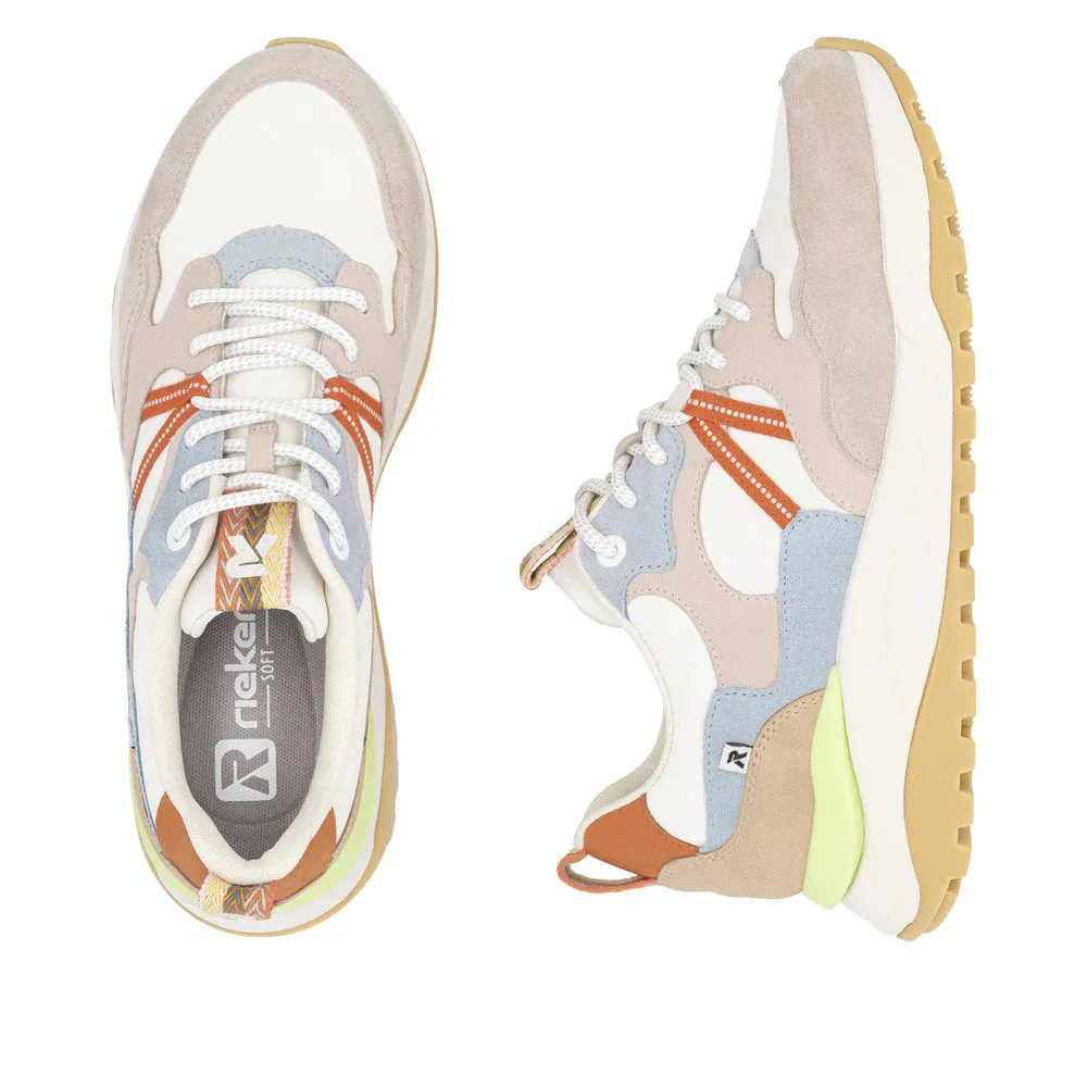 Rieker Women's Akilah 01 Sneaker in Iceberg/Dirty White/Light Rose