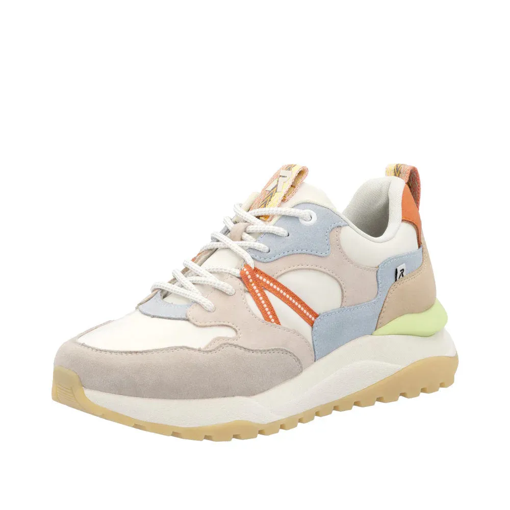 Rieker Women's Akilah 01 Sneaker in Iceberg/Dirty White/Light Rose