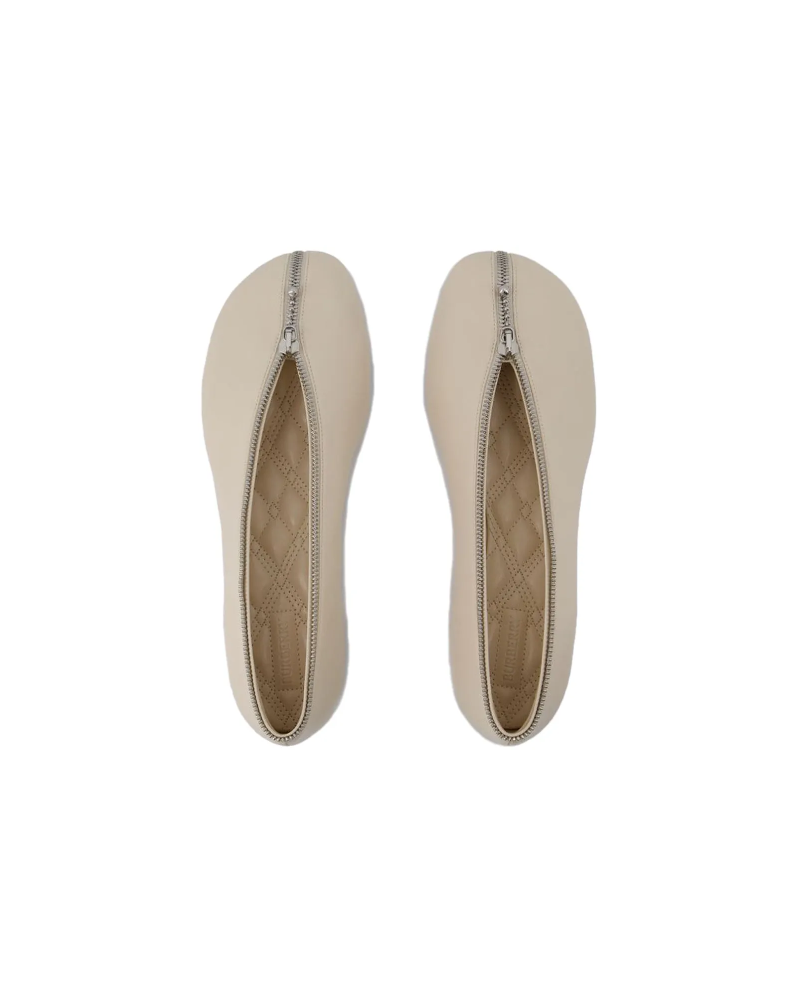 Sadler Zip Ballerinas - Burberry - Leather - White