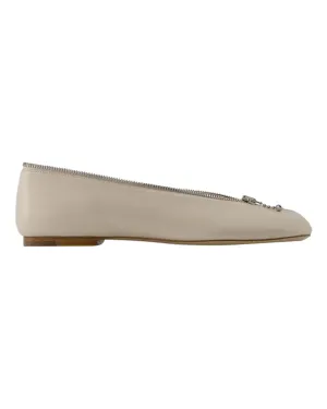 Sadler Zip Ballerinas - Burberry - Leather - White