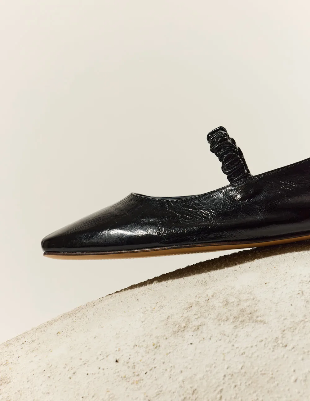 Serra Ballerinas - Black Pleated Leather