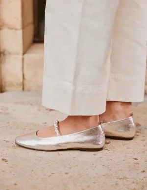 Serra Ballerinas - Silver Pleated Leather