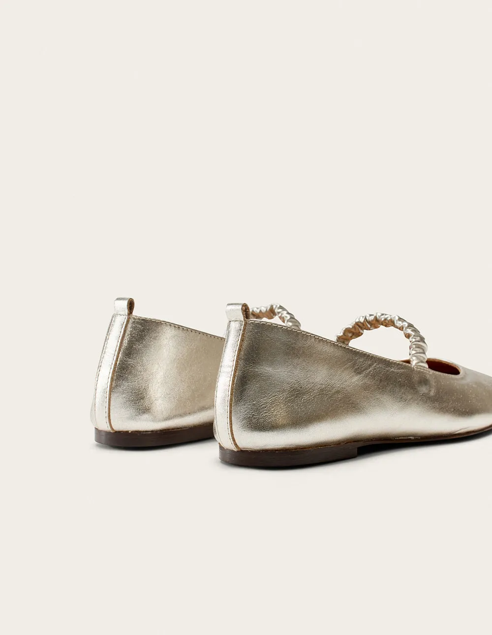 Serra Ballerinas - Silver Pleated Leather