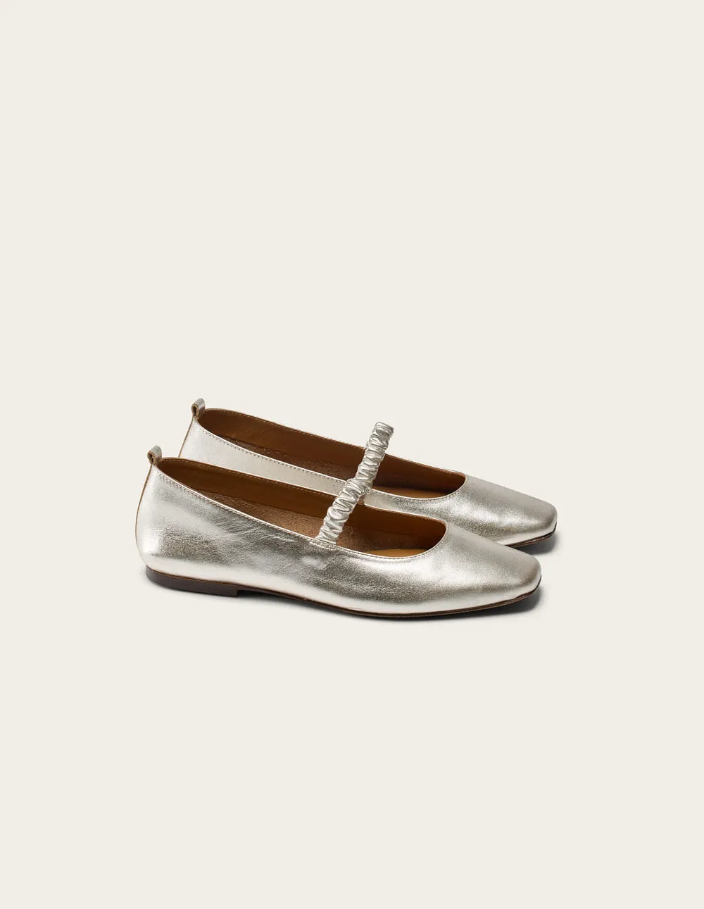 Serra Ballerinas - Silver Pleated Leather