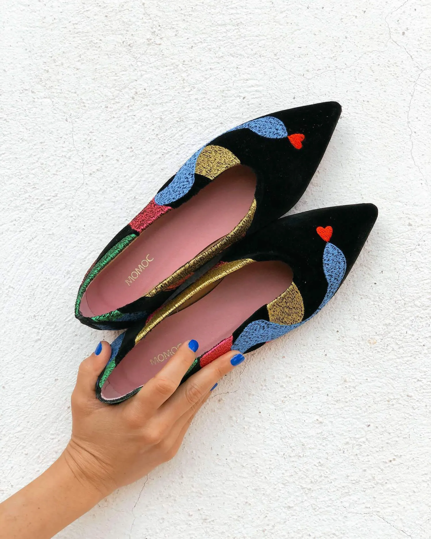 Soul of Colette Vegan Embroidered Eco Suede Ballerinas | Black