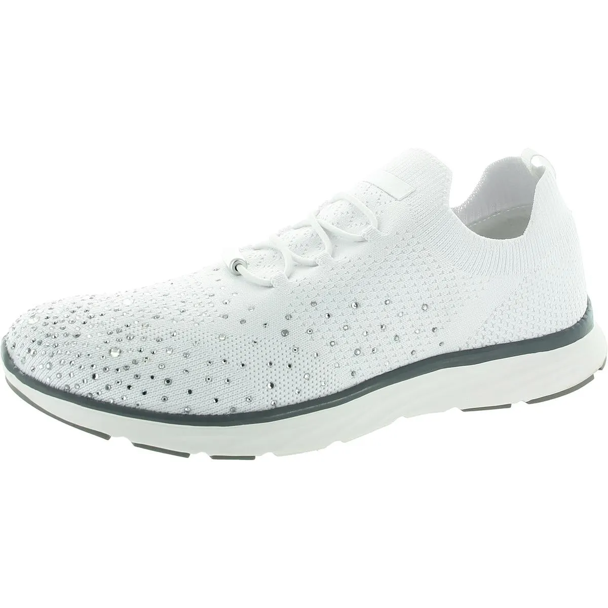SteffiRhinestone Womens Rhinestone Man Made Slip-On Sneakers