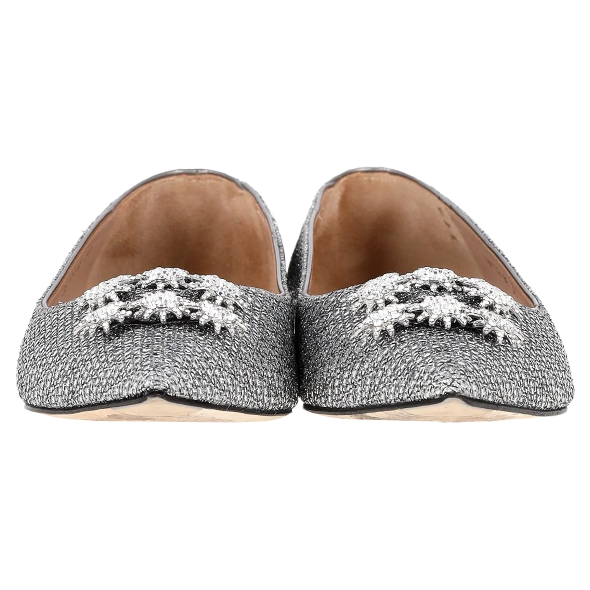 Stuart Weitzman Kelsey Night Stars Ballerinas in Silver Polyester