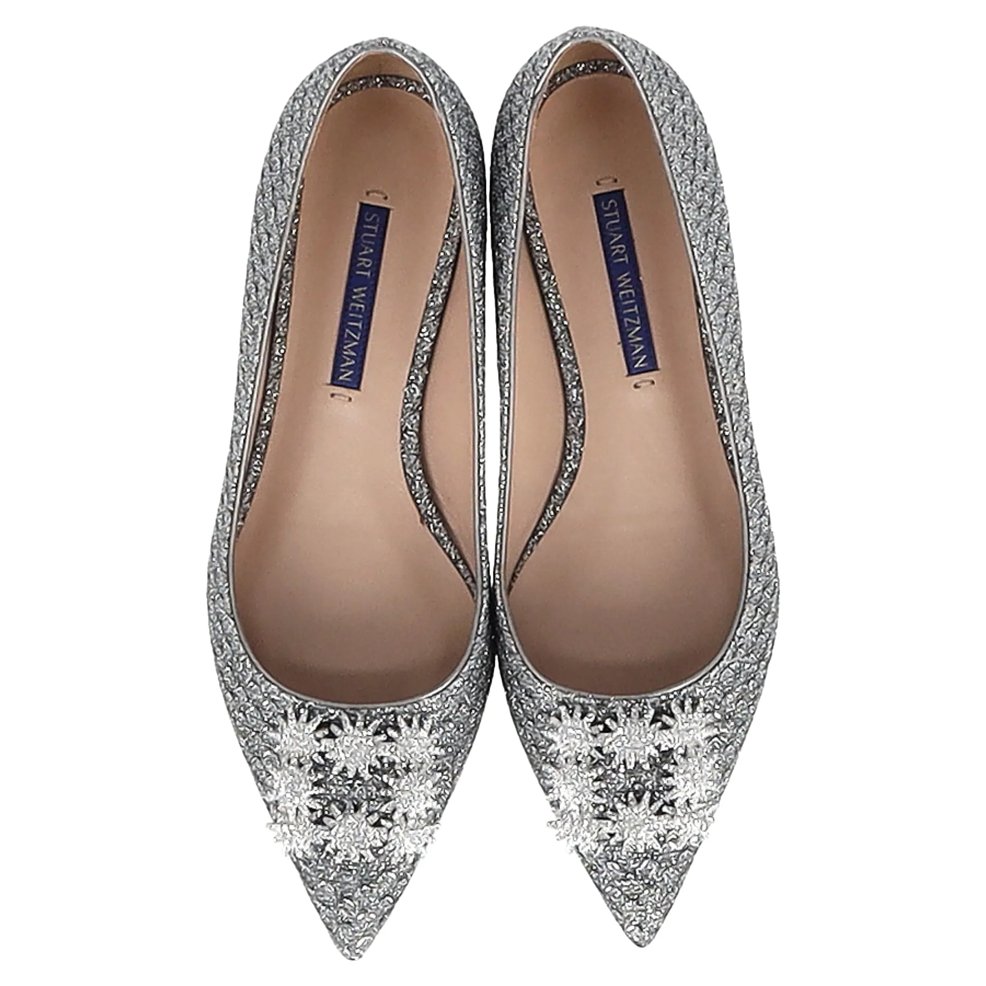 Stuart Weitzman Kelsey Night Stars Ballerinas in Silver Polyester