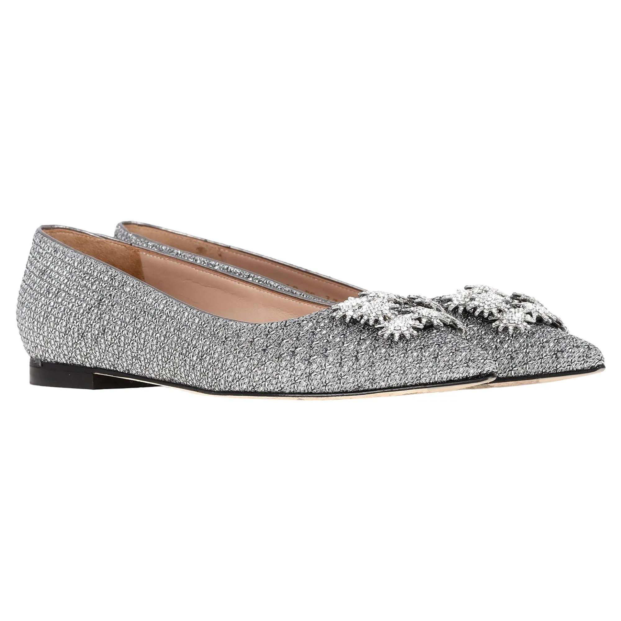 Stuart Weitzman Kelsey Night Stars Ballerinas in Silver Polyester