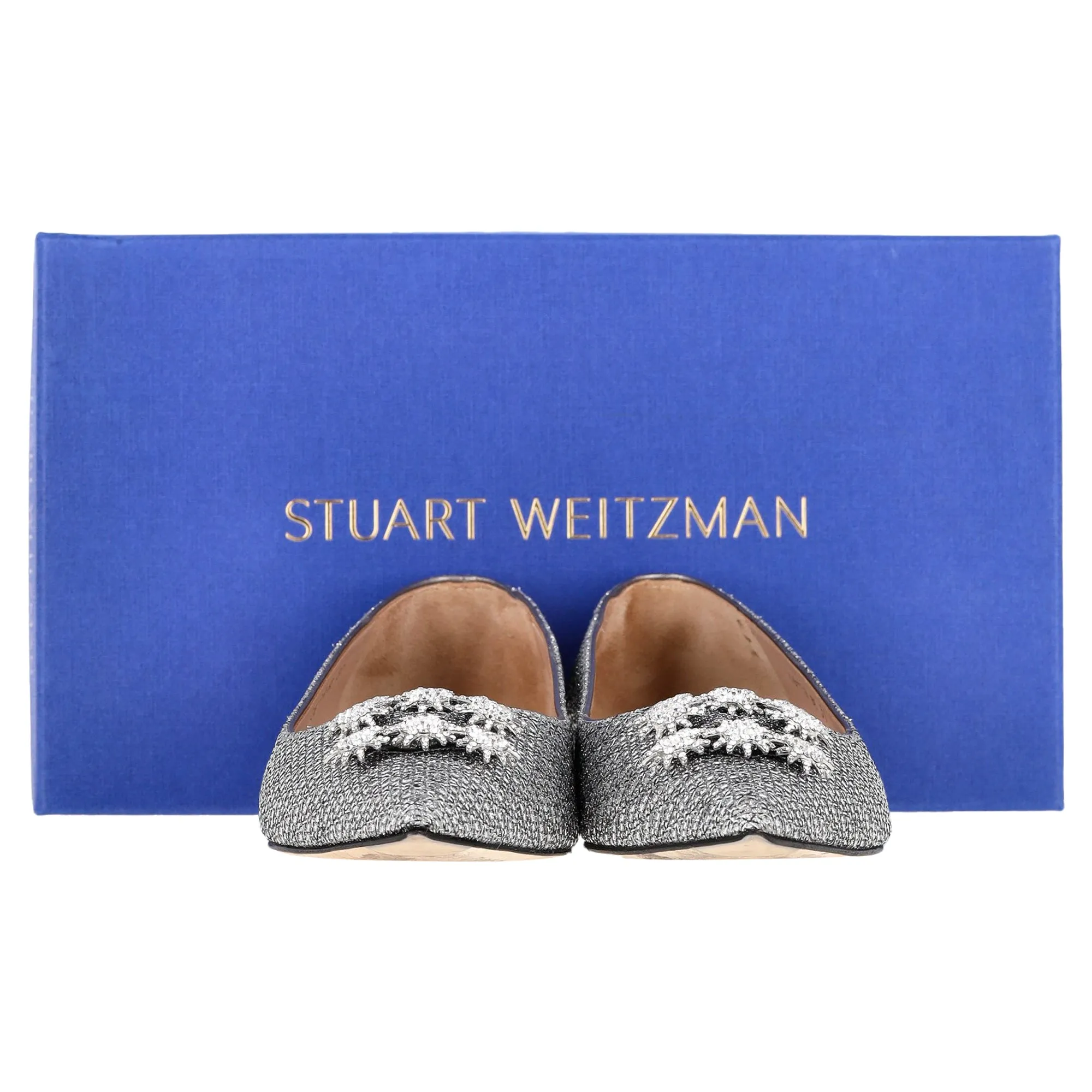 Stuart Weitzman Kelsey Night Stars Ballerinas in Silver Polyester