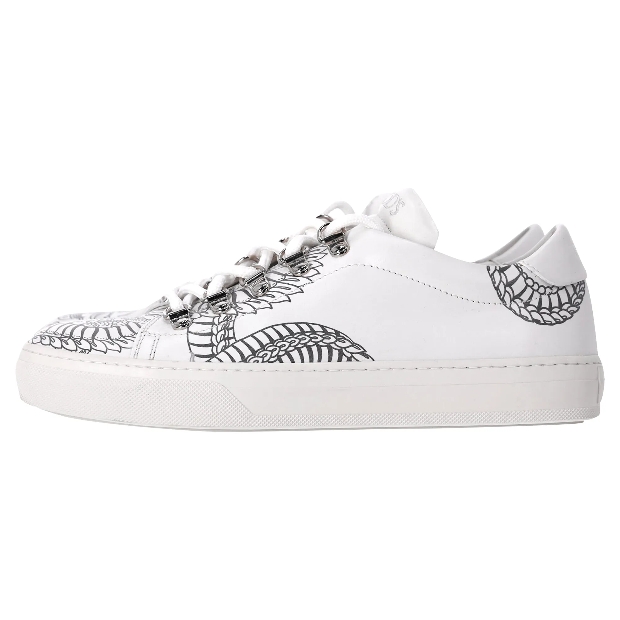 Tod's Printed Low Top Sneakers in White Leather