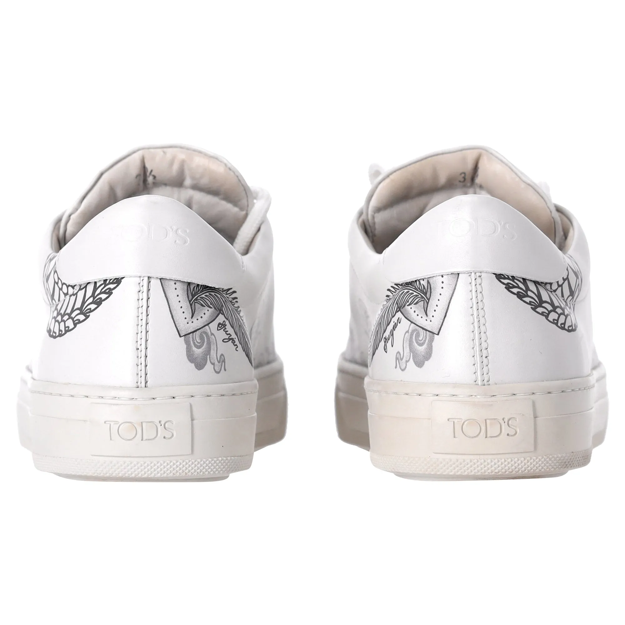 Tod's Printed Low Top Sneakers in White Leather