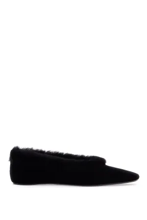 Toteme Women's  Velvet Ballerinas With Shearling Trim