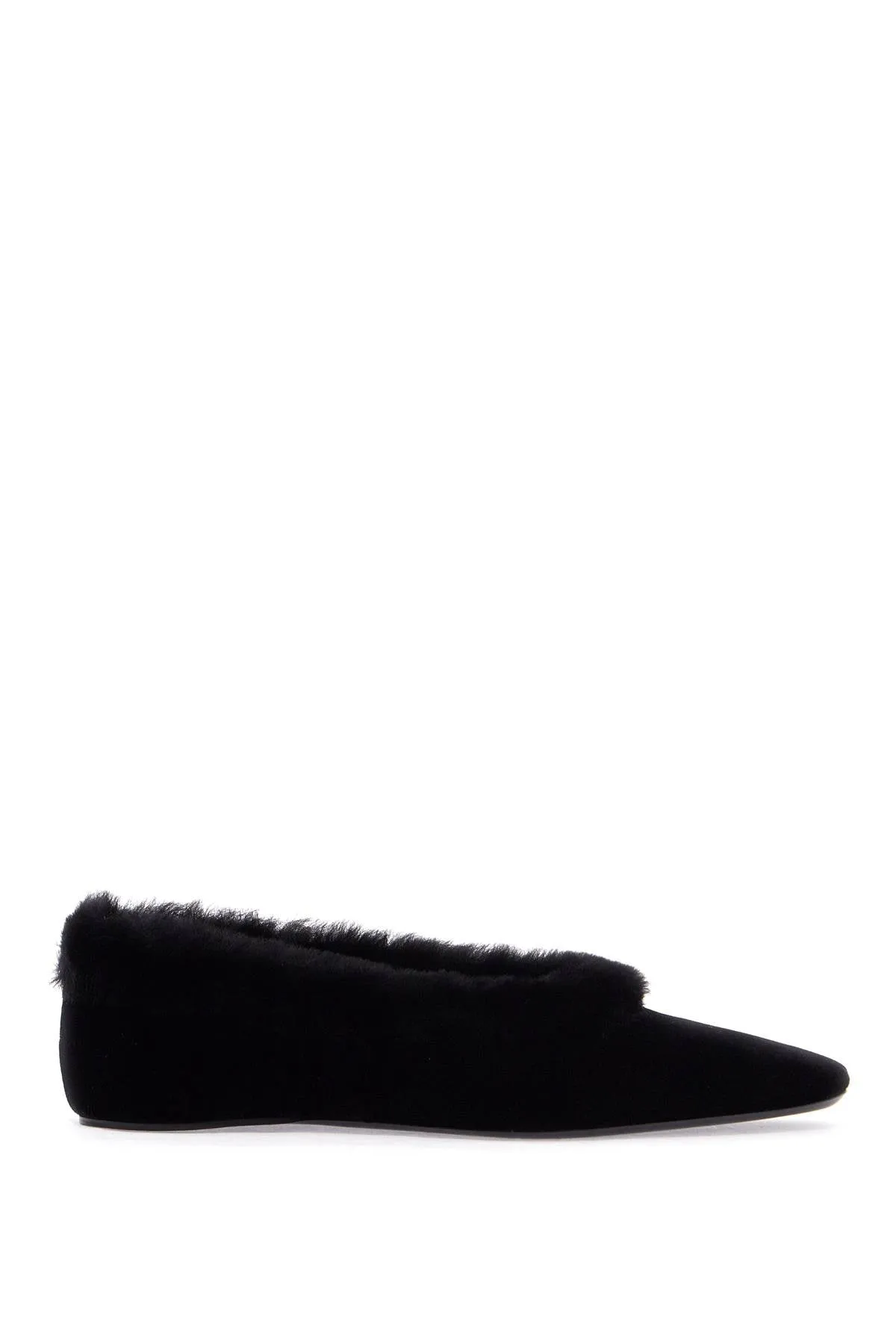 Toteme Women's  Velvet Ballerinas With Shearling Trim