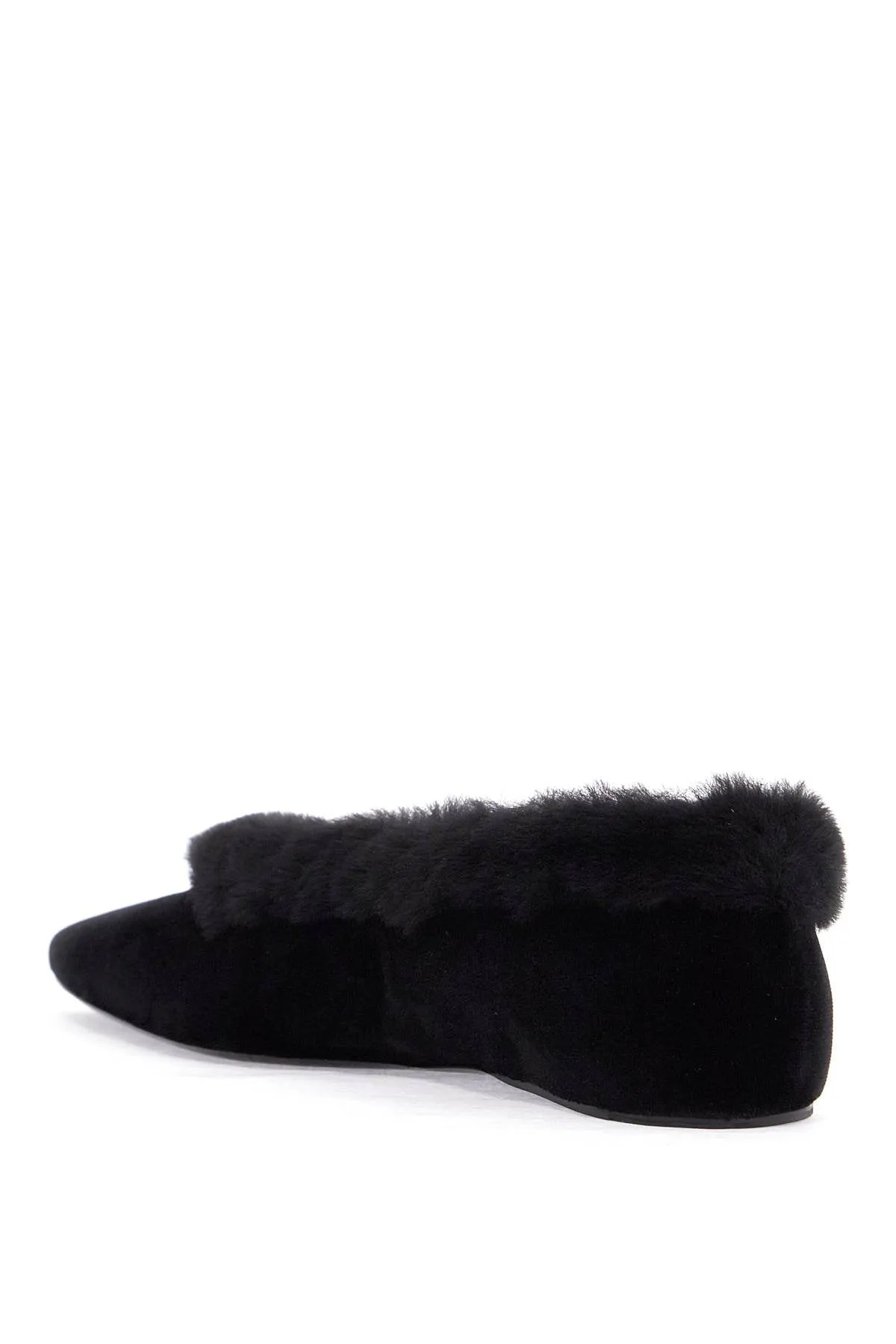 Toteme Women's  Velvet Ballerinas With Shearling Trim