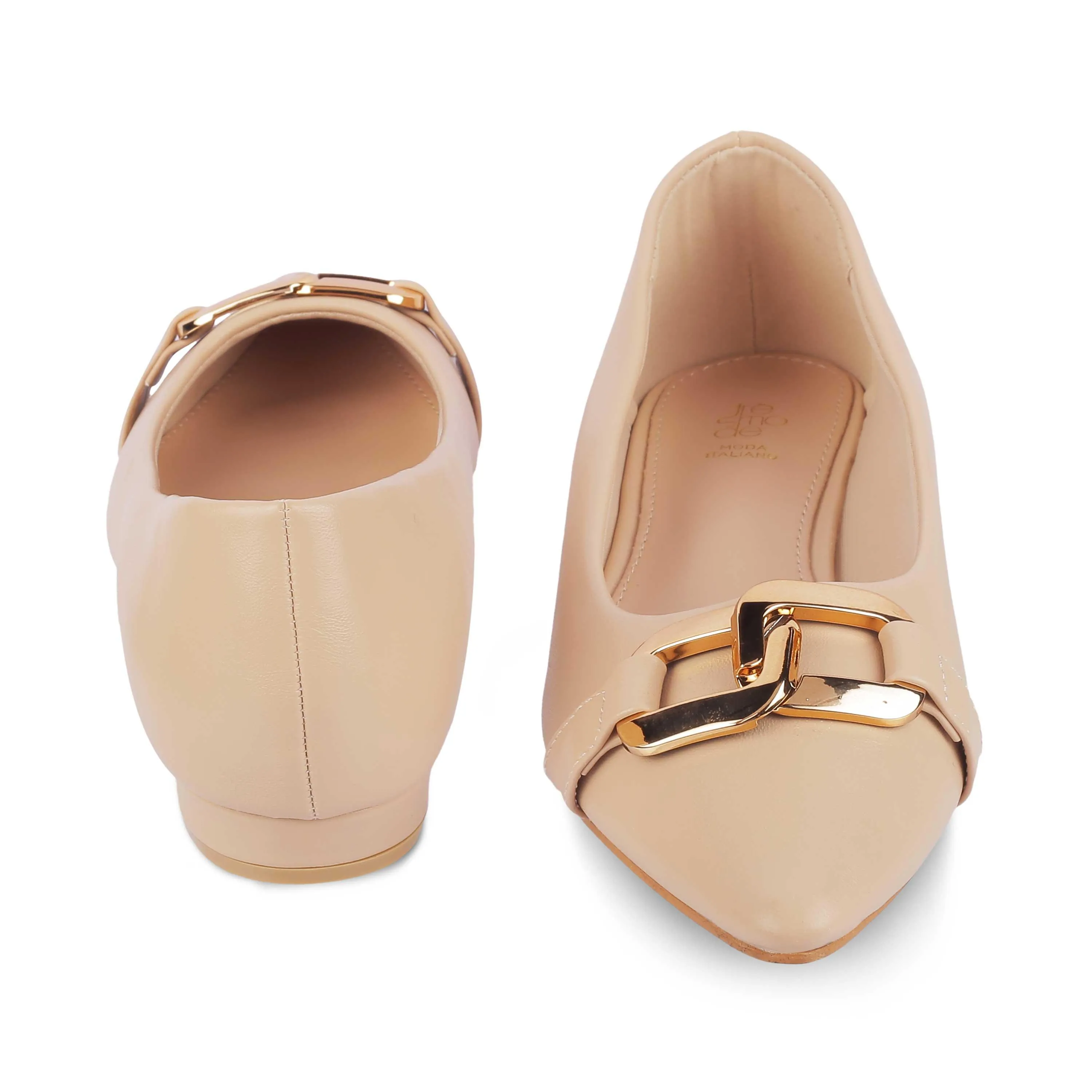 Tresmode Champs Beige Women's Dress Ballerinas