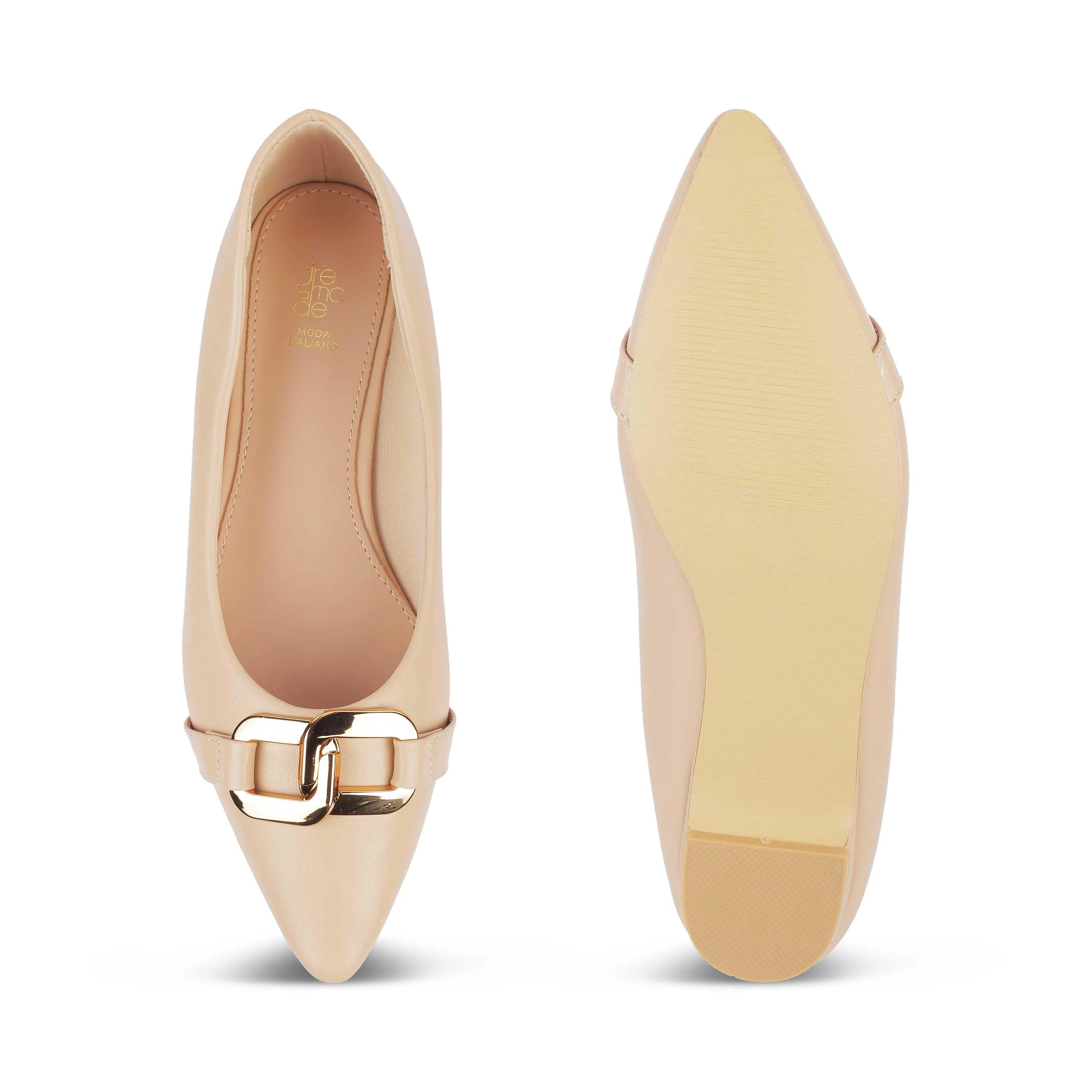 Tresmode Champs Beige Women's Dress Ballerinas
