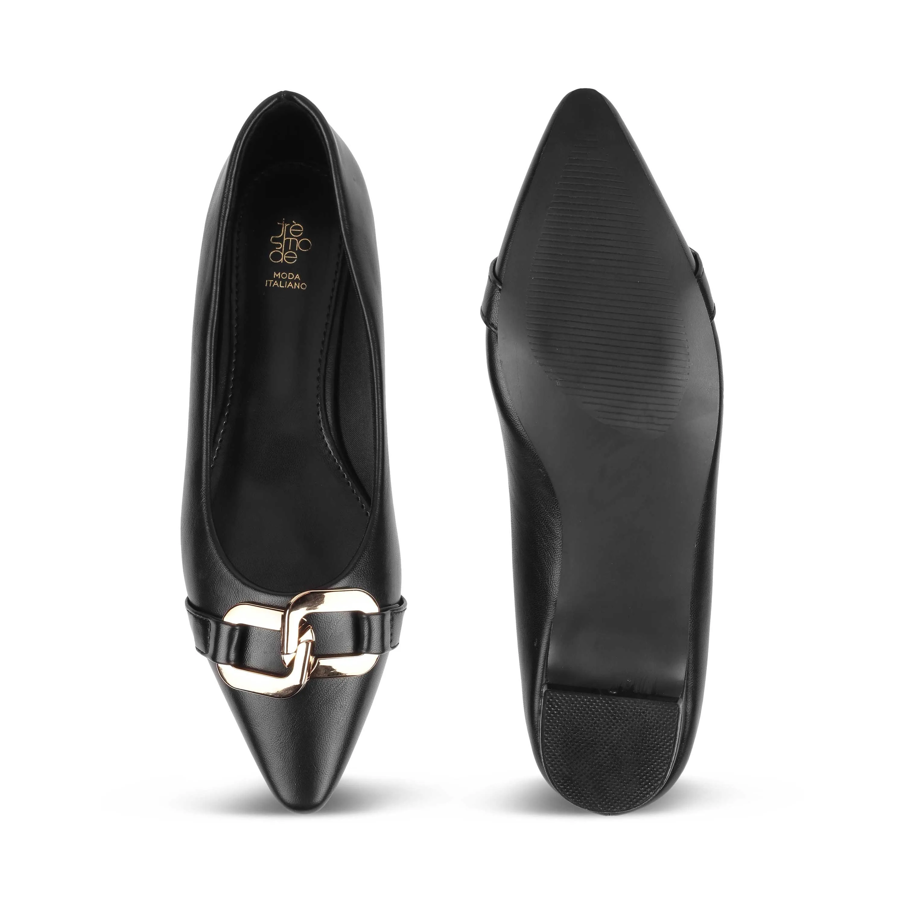 Tresmode Champs Black Women's Dress Ballerinas
