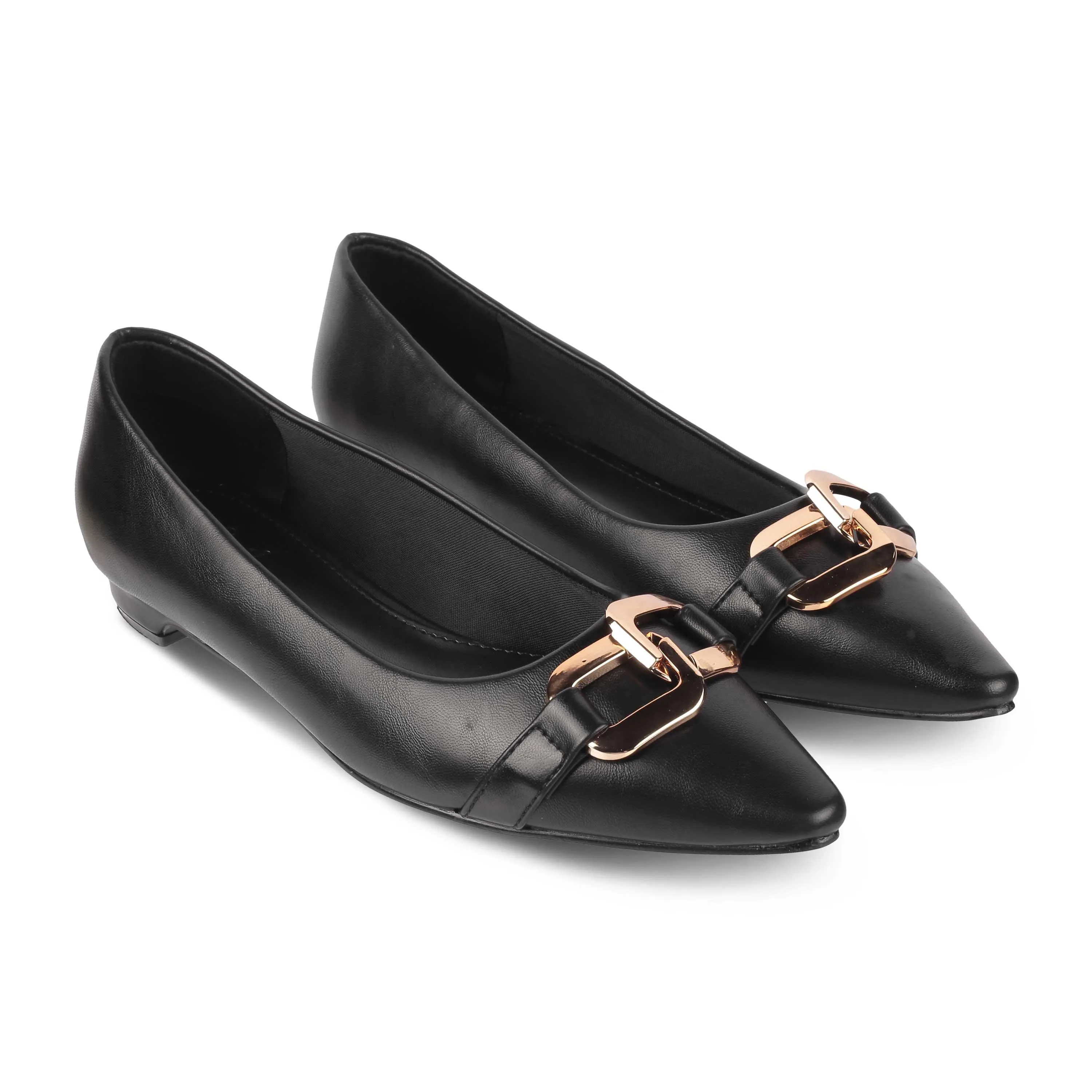 Tresmode Champs Black Women's Dress Ballerinas