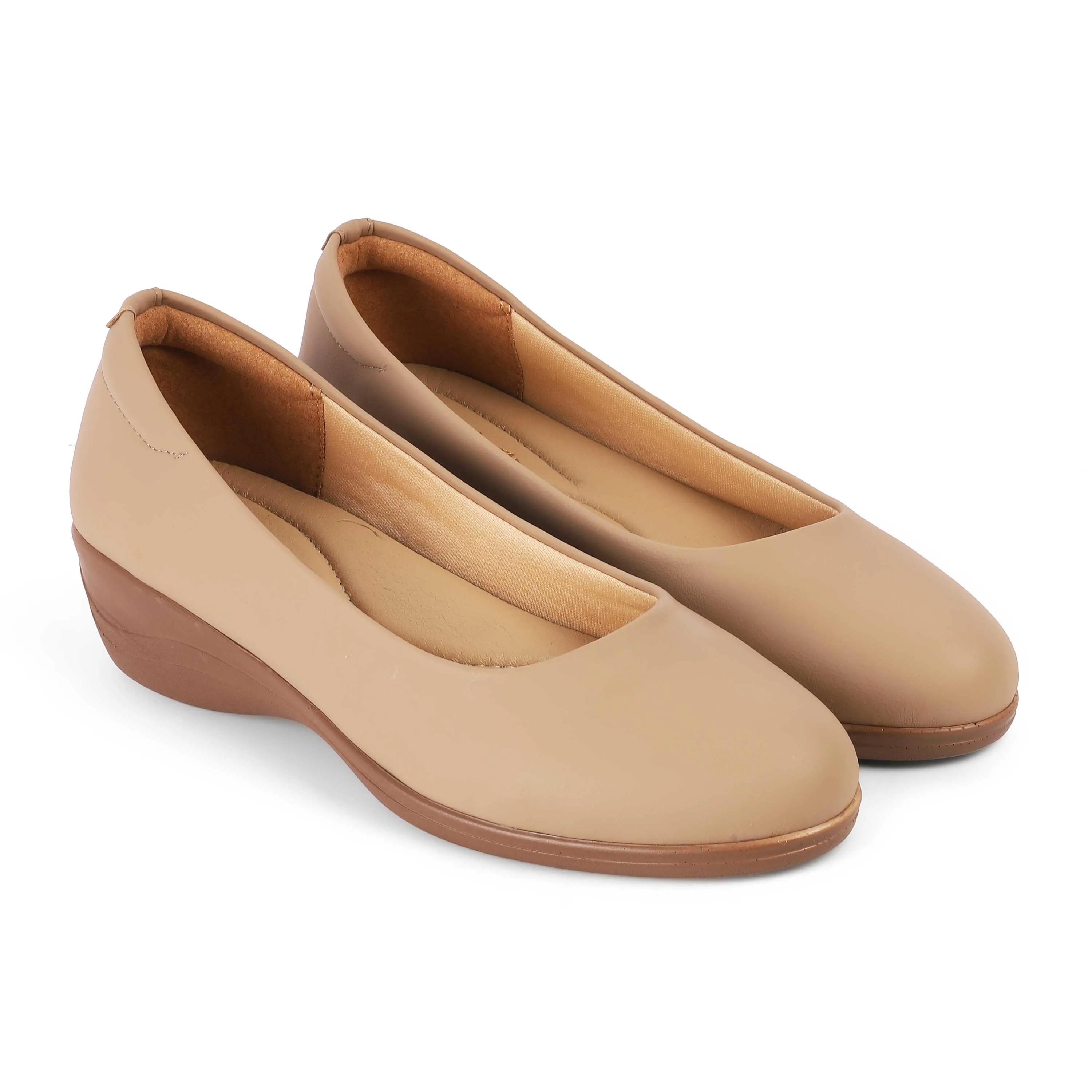 Tresmode Vallersso Camel Women's Casual Wedge Ballerinas
