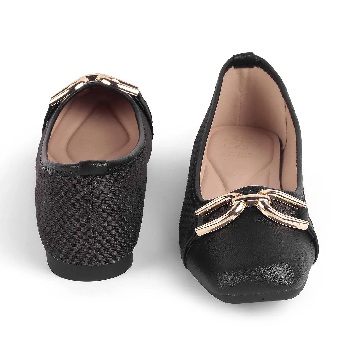 Tresmode Yolky Black Women's Dress Ballerinas