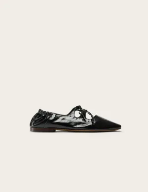 Tula Ballerinas - Black Pleated Leather