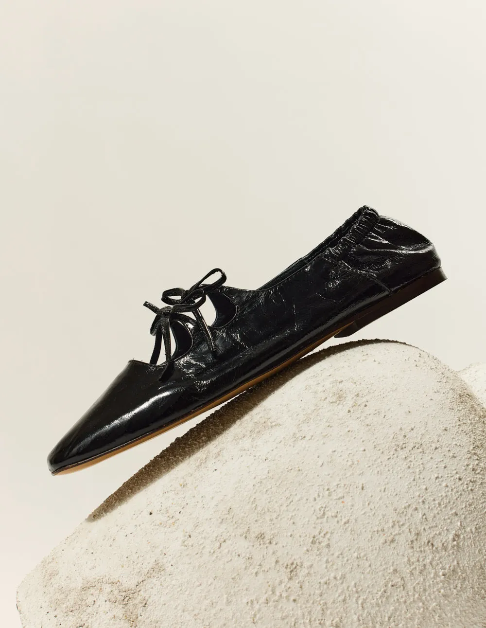 Tula Ballerinas - Black Pleated Leather