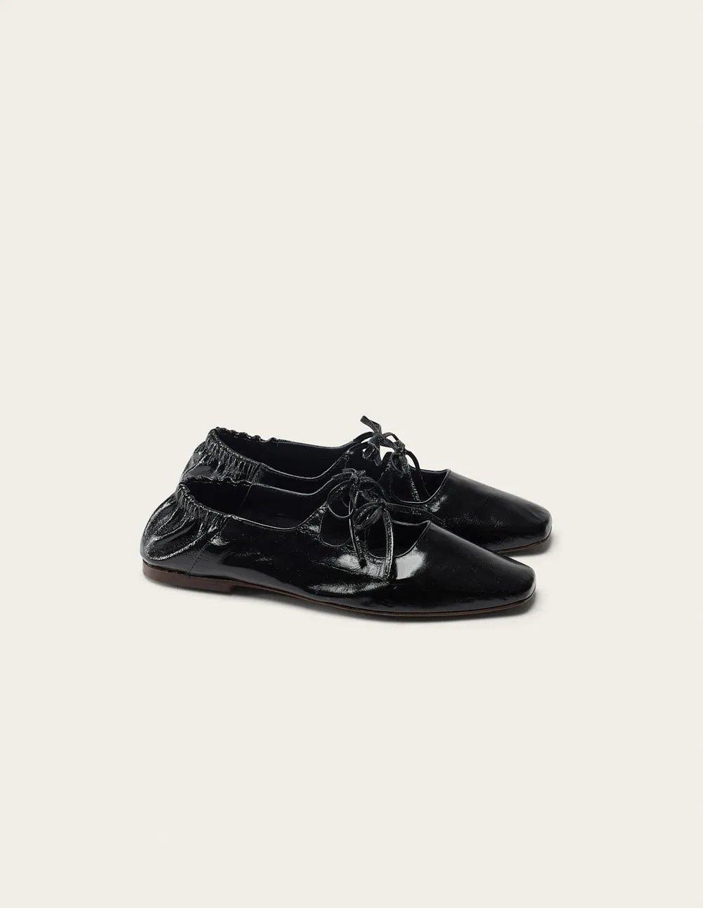 Tula Ballerinas - Black Pleated Leather