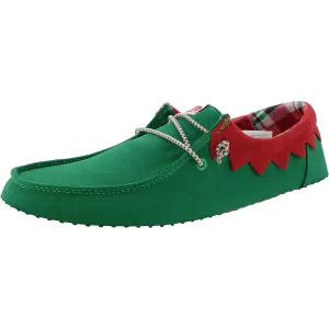 Wendy Holiday Elf Womens Plaid Canvas Slip-On Sneakers