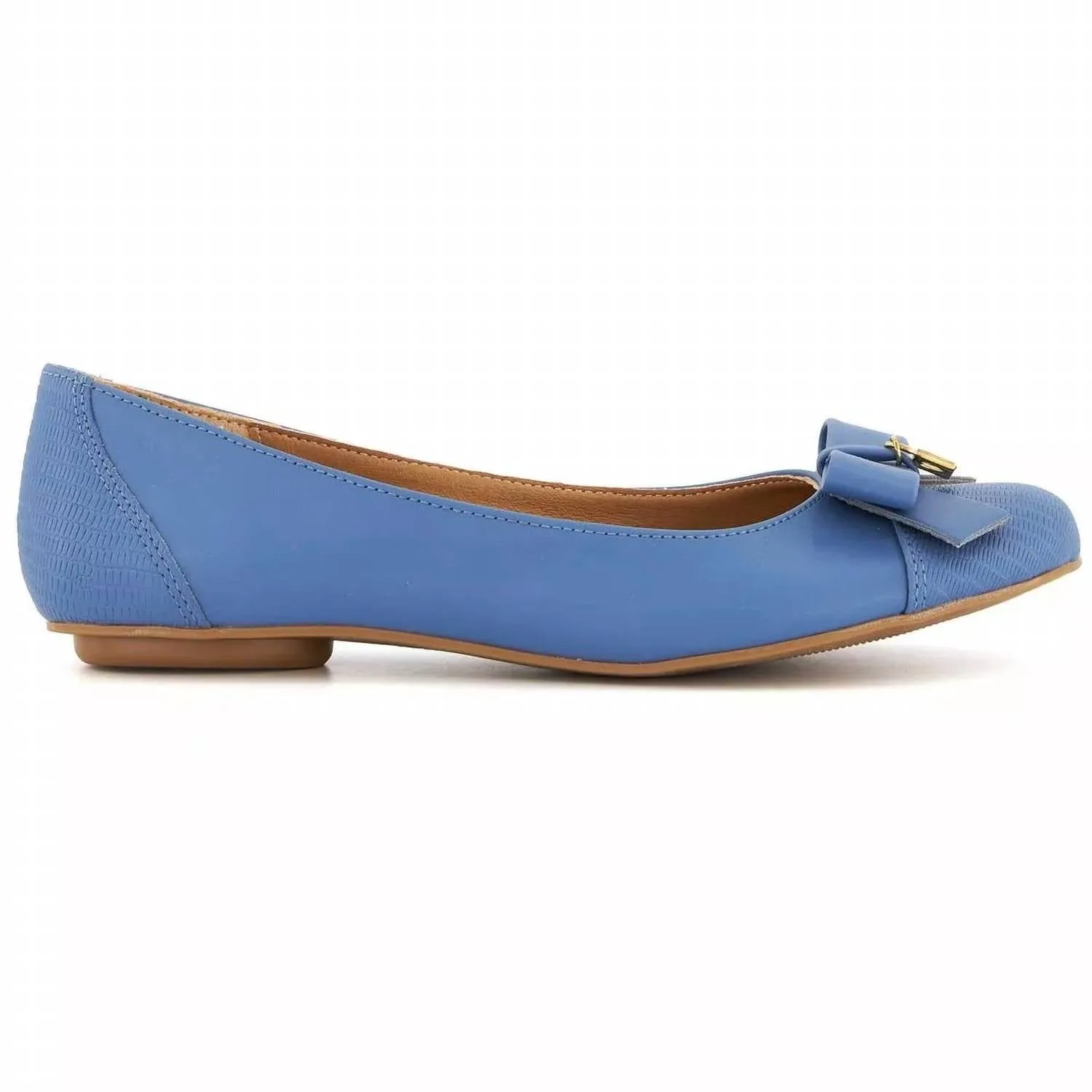 Women's Ballerinas With Bow And Golden Lock Charm Flats In Baby Blue