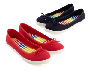 Women's Duo Combo Ballerinas Shoes 2 Pairs Pack In Red - Blue