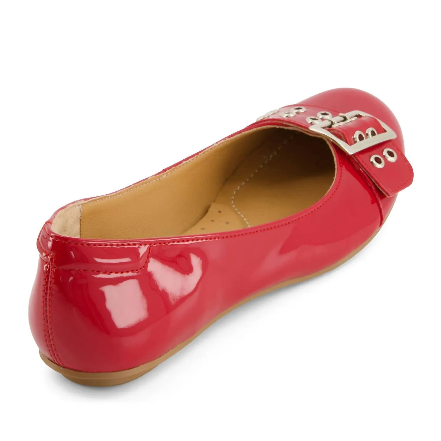 Women's Wide Buckle Ballerinas In Red